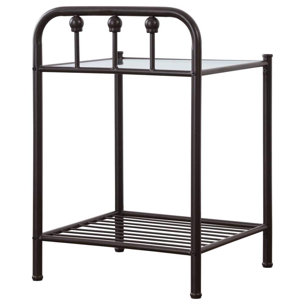 Coaster Livingston Traditional 1 Shelf Metal Nightstand with Glass Top Dark Bronze