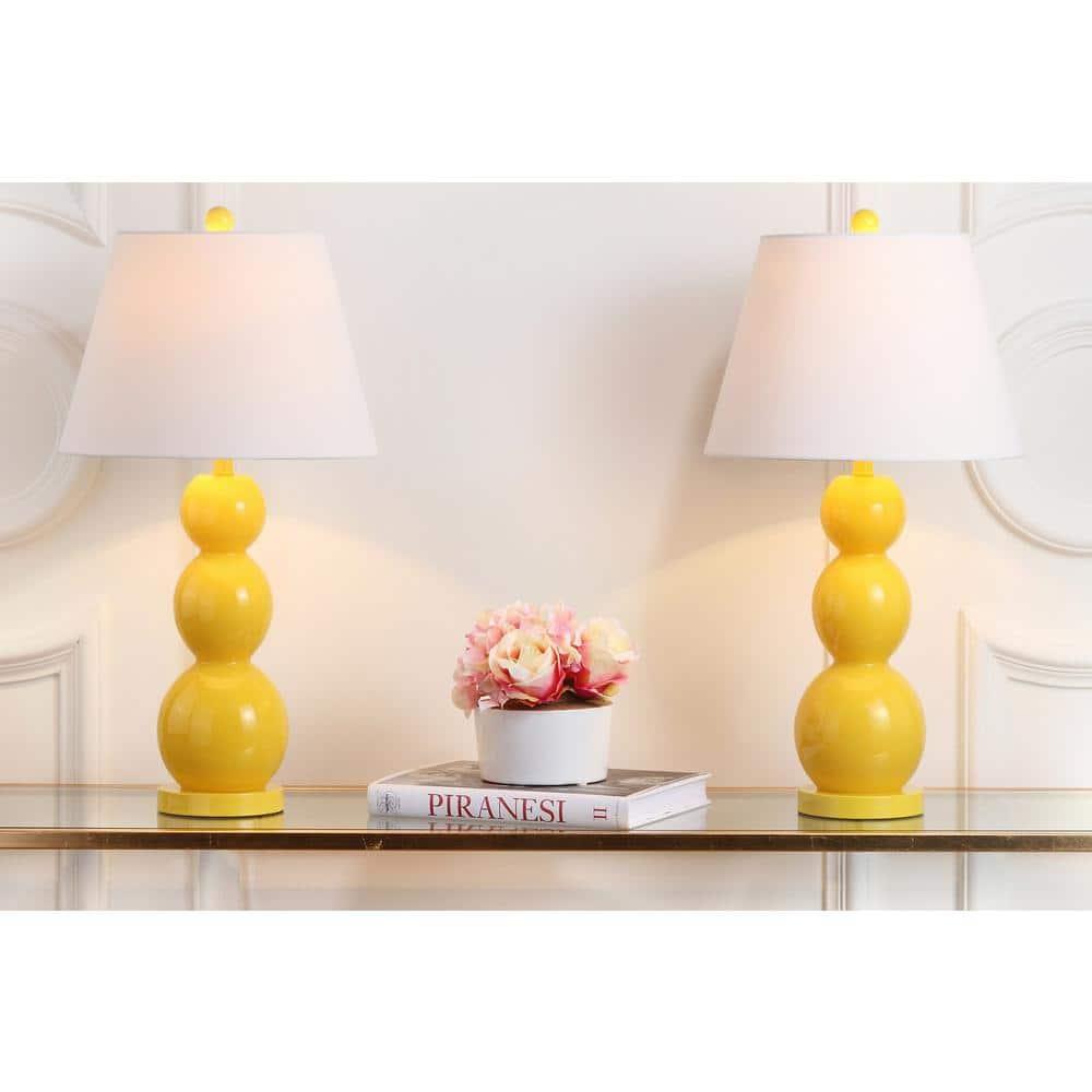 Jayne 3 Sphere Table Lamp (Set of 2) - 26.5 Inch Height - LIT4089 - Yellow - Safavieh