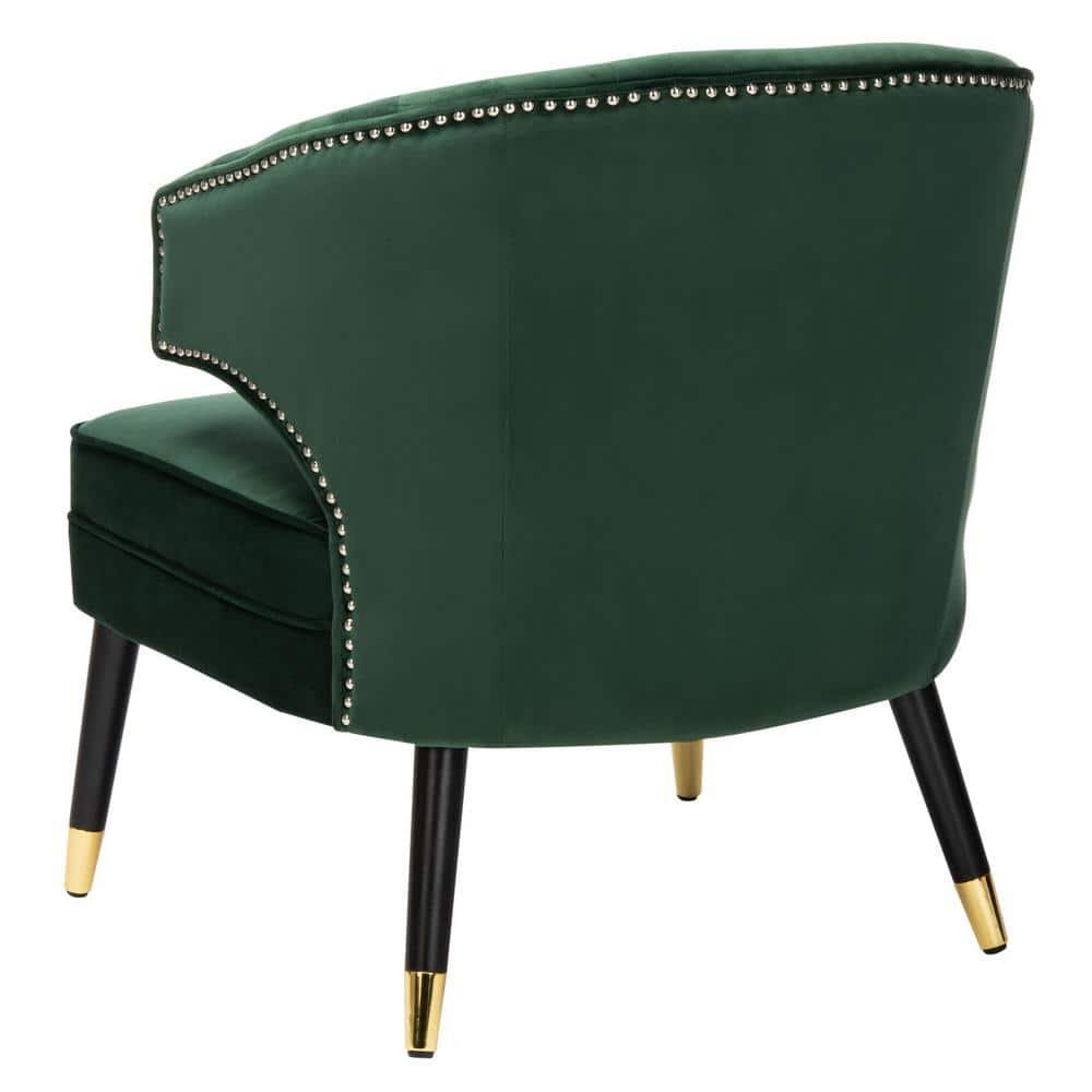 Stazia Wingback Accent Chair - Forest Green/Black - Safavieh