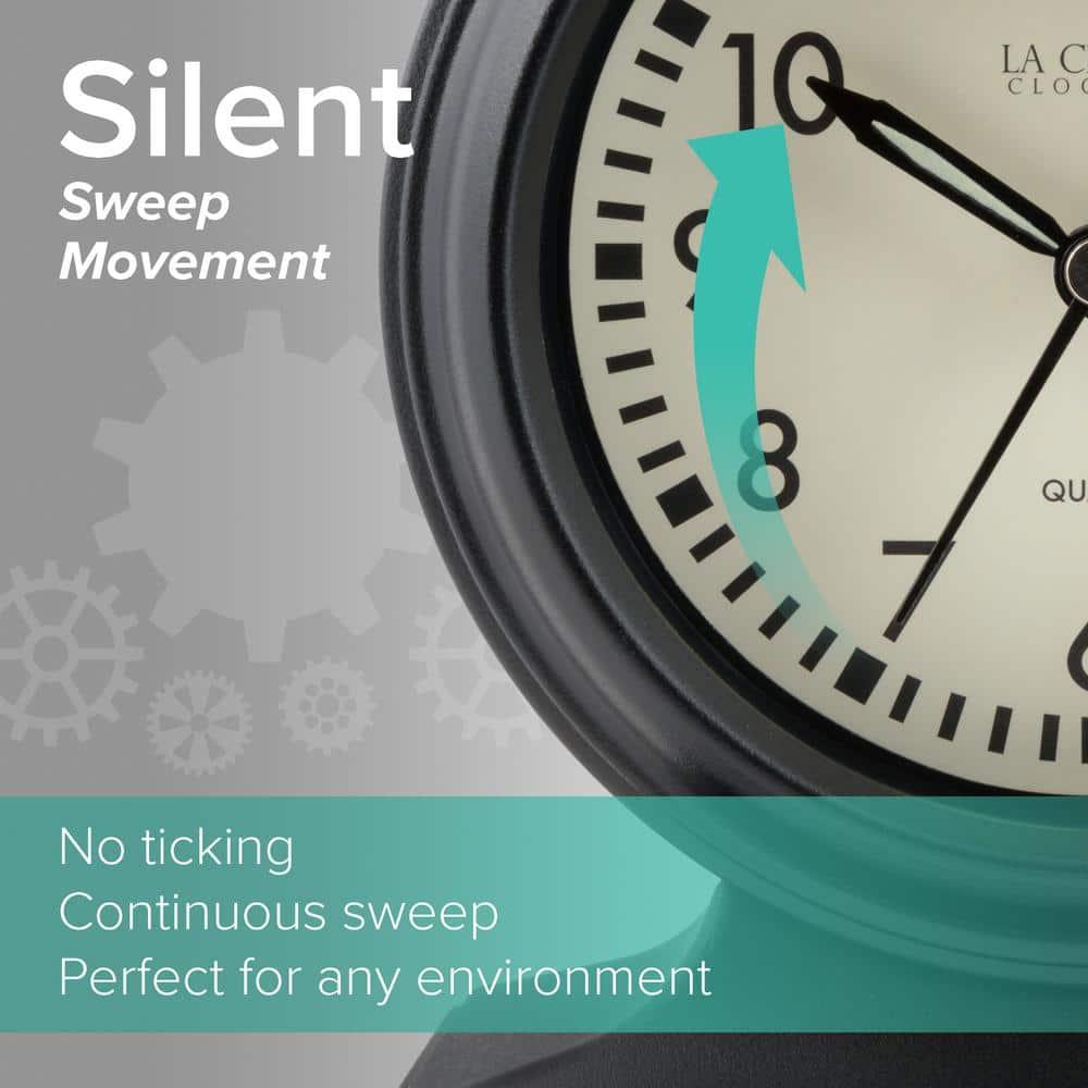 Symple Stuff Traditional Analog Quartz Movement / Crystal Tabletop Clock with Alarm in Black