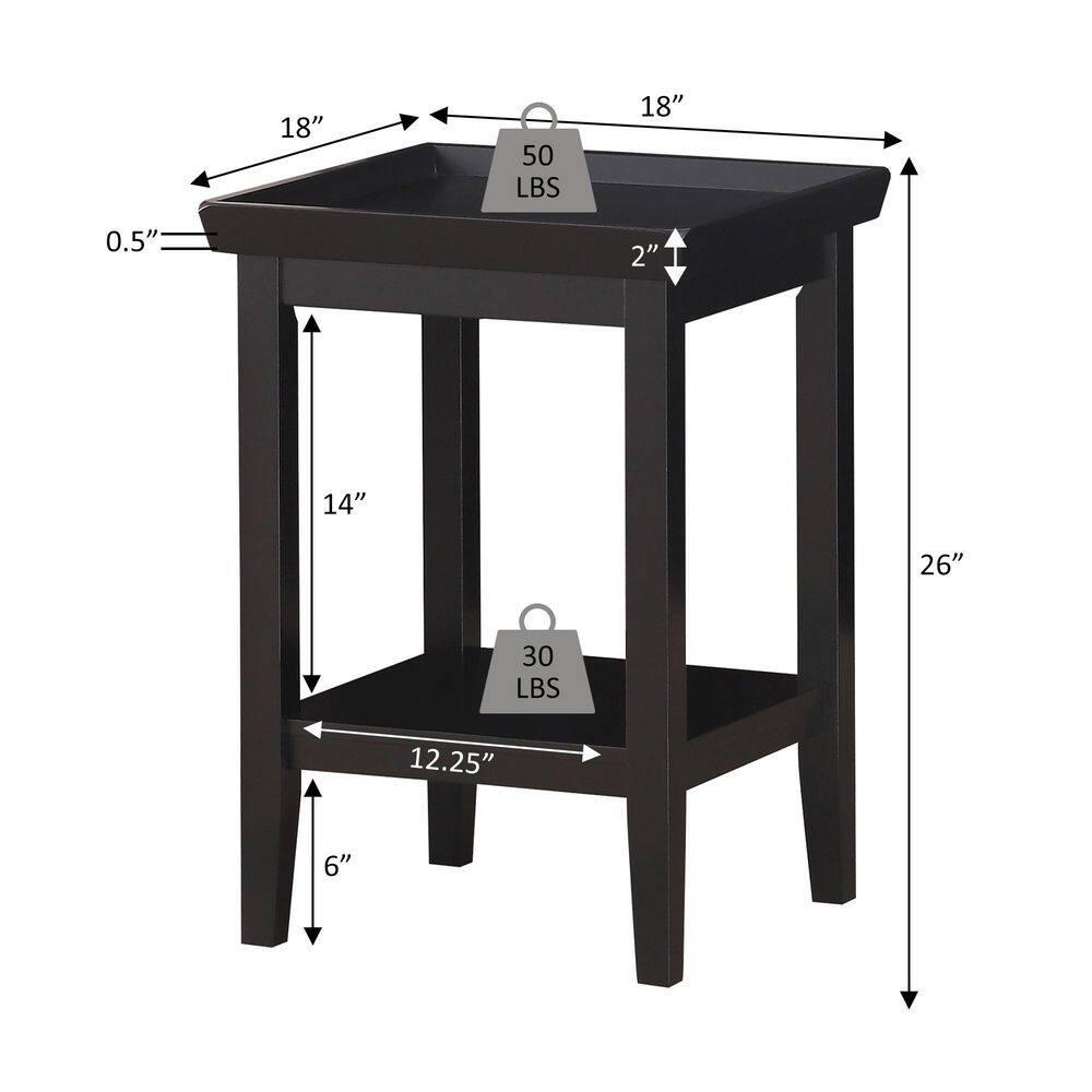 Convenience Concepts Ledgewood End Table with Shelves Multiple Finishes