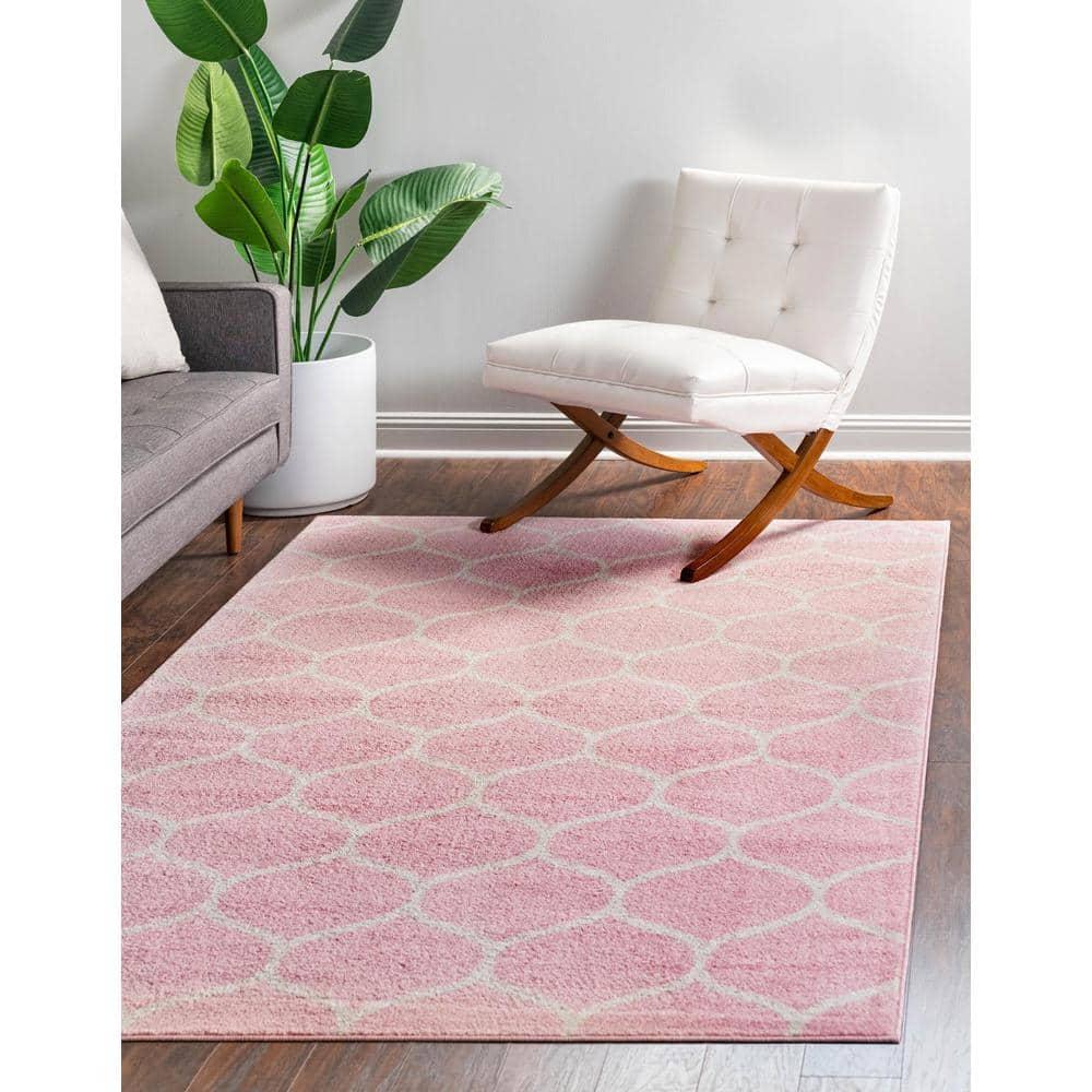 Unique Loom 8' 0 x 10' 0 Trellis Frieze Light Pink Area Rug