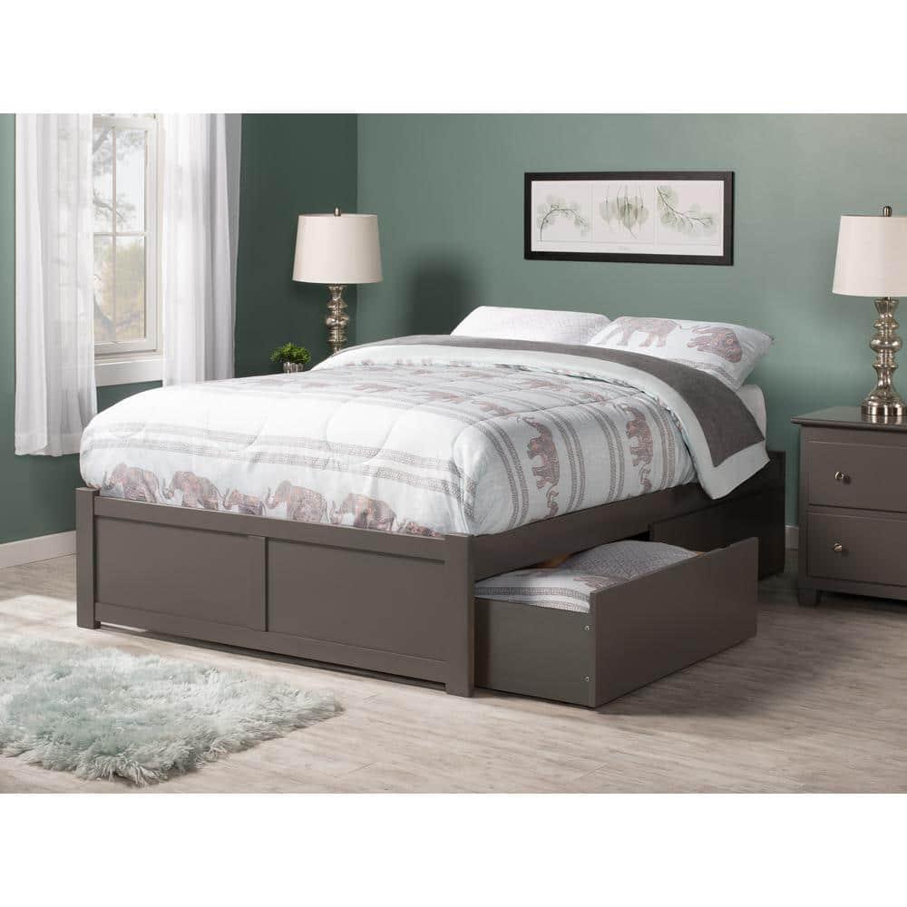 Concord Platform Bed with Flat Panel Foot Board and 2 Urban Bed Drawers, Multiple Colors, Multiple Sizes