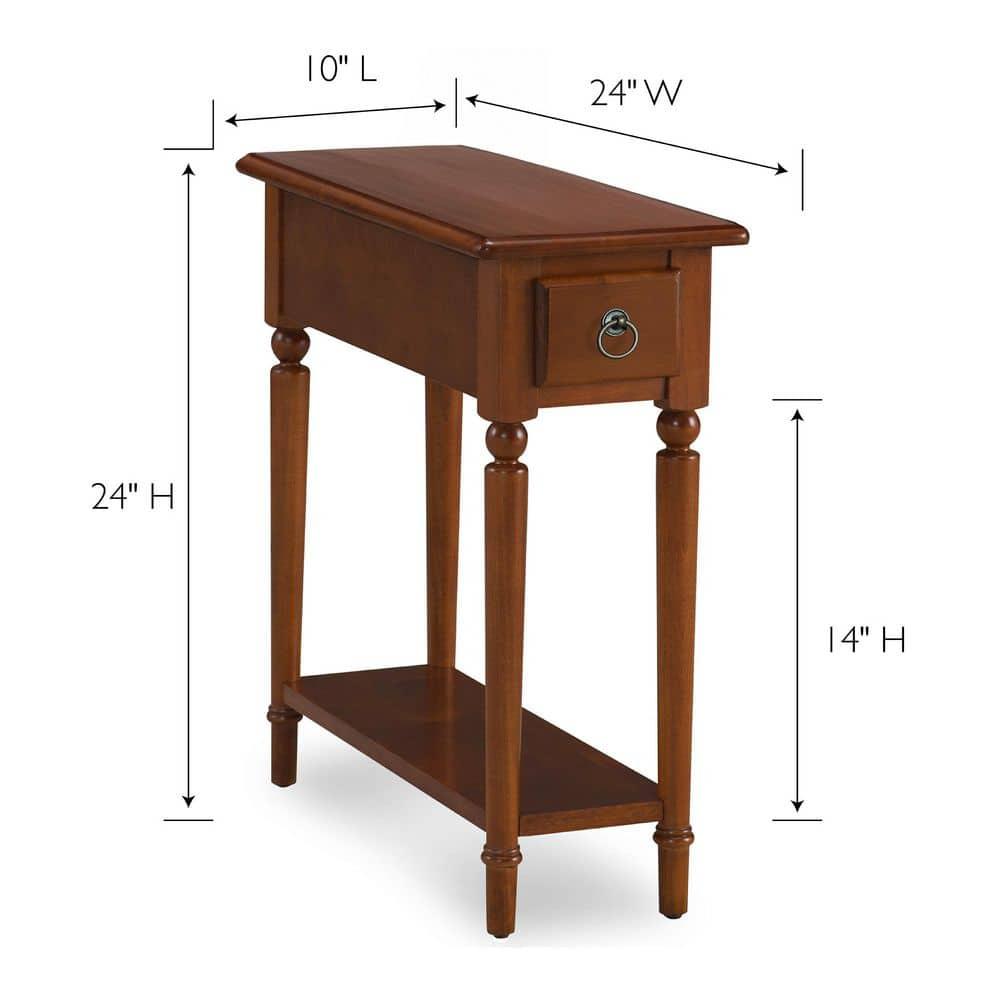 Coastal Pecan Silky Finish Narrow Chairside Table with Storage