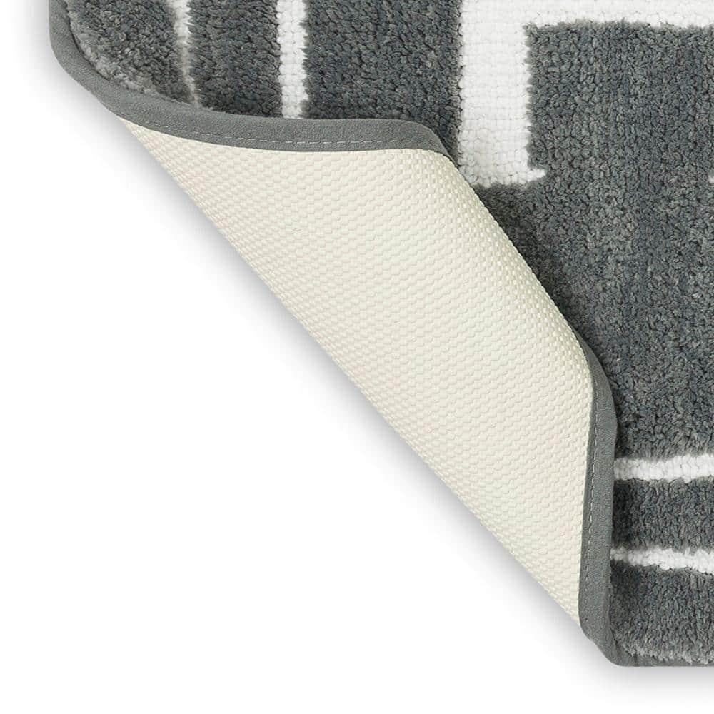 Mohawk Home Hers Knited Washable Polyester Non-Slip Bath Mat, Pewter, 1'8" x 2'10"