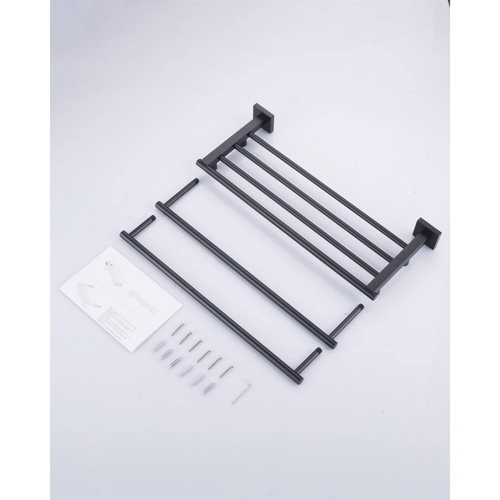 ARCORA 2-Tier 20" Wall Mounted Stainless Steel Bathroom Towel Rack With 2 Towel Bars Round Rods AR5150102B-20