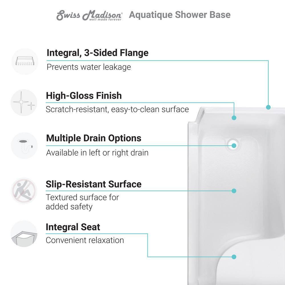Aquatique 60" x 32" Single Threshold Shower Base