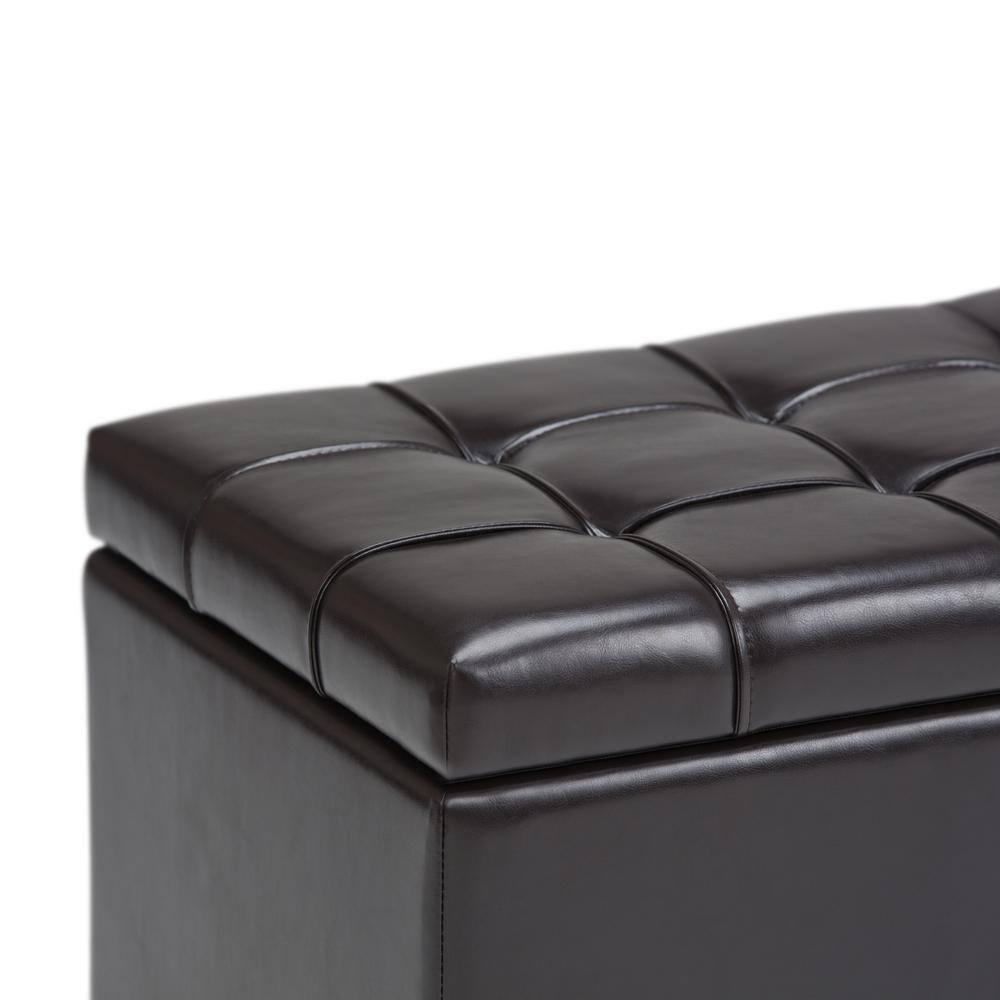 Simpli Home Sienna 33"W Upholstered Storage Ottoman Bench with Lift-Up Tufted Top