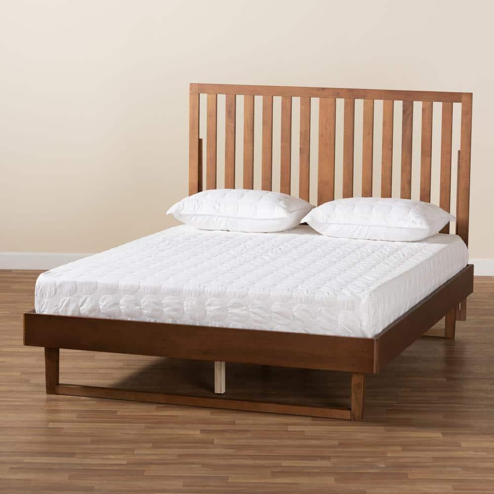 Baxton Studio Marin Modern and Contemporary Walnut Brown Finished Wood Full Size Platform Bed