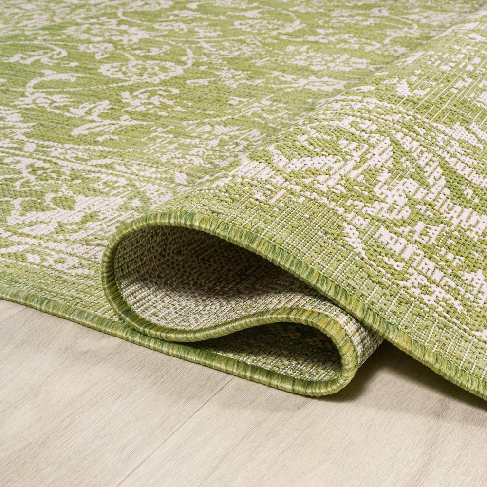 4' x 6' Tela Bohemian Styled Textured Weave Floral Indoor/Outdoor Area Rug, Green/Cream - JONATHAN Y