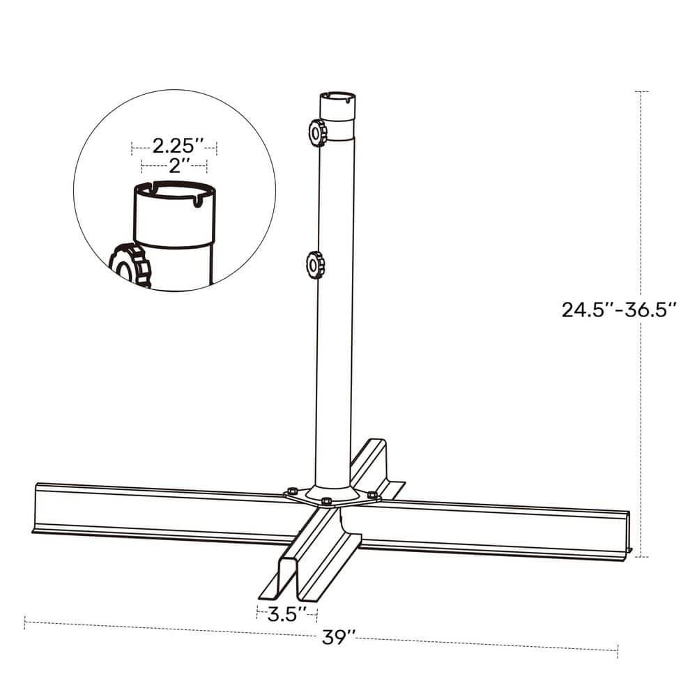 Westin Outdoor Heavy Duty Patio Umbrella Cross Brace Stand, Black