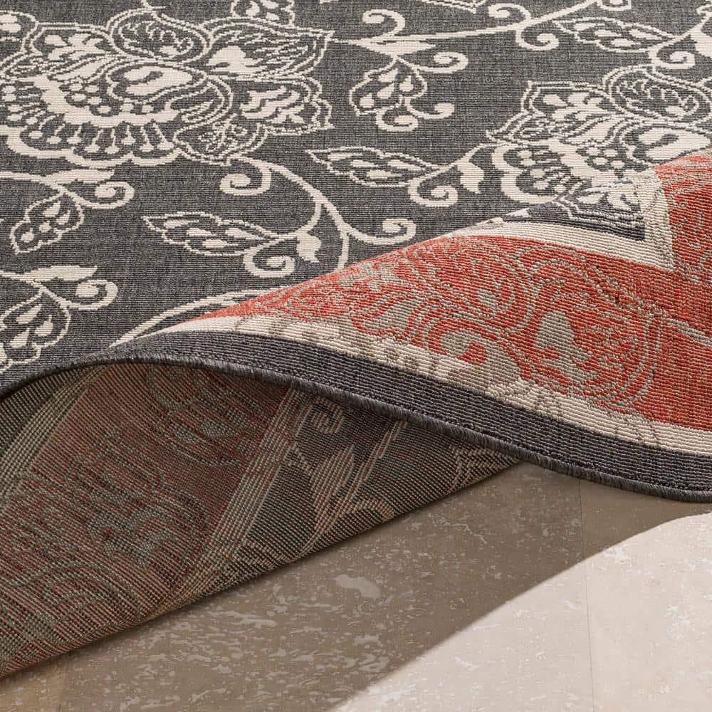 Livabliss Rhoda Outdoor Border Area Rug,2'5" x 4'5",Taupe/Brown