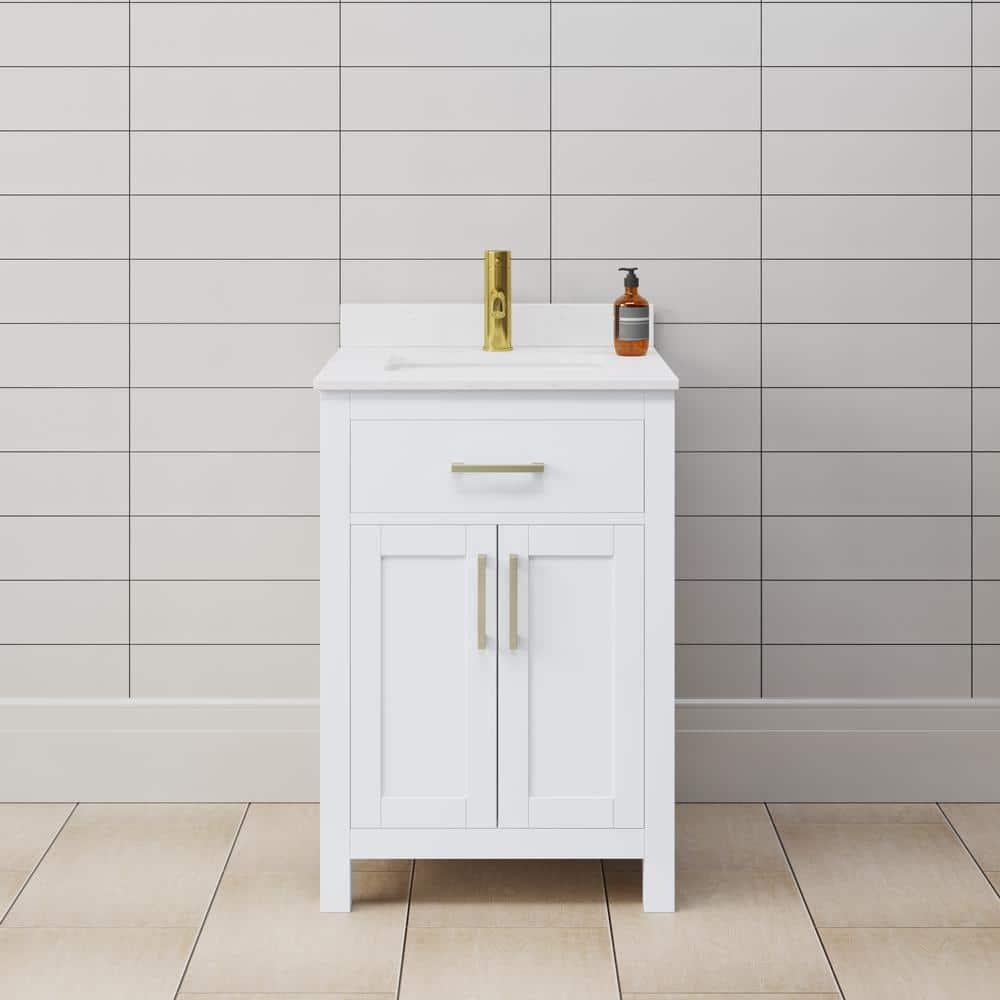 Wyndham Collection Beckett 24" Freestanding Single Bathroom Vanity with Cultured Marble Top