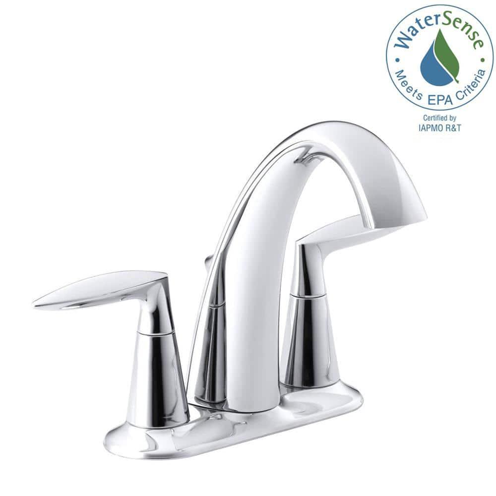 Kohler Alteo® Centerset 4" Bathroom Faucet with Pop-Up Drain Assembly, 2-Handle Bathroom Sink Faucet, 1.2 gpm