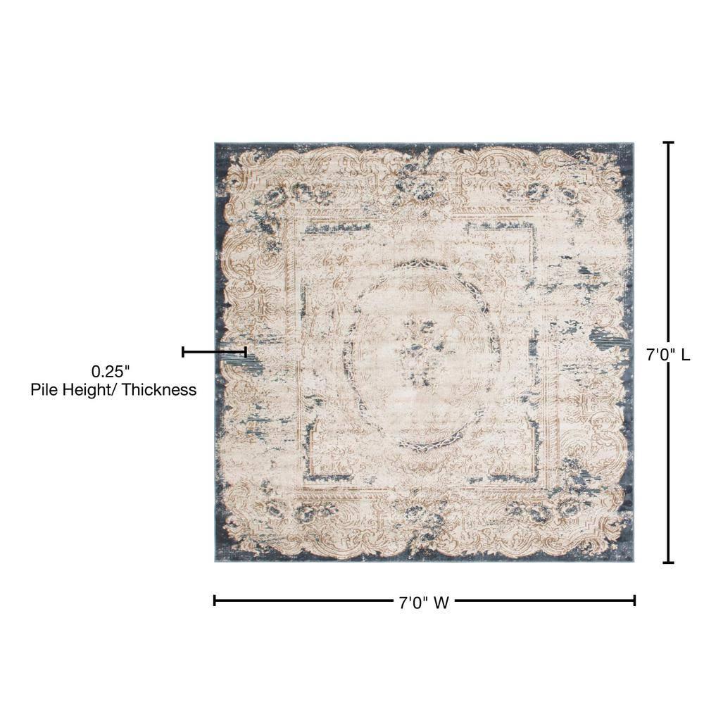 Unique Loom Chateau Collection Area Rug - Adams (7' 1" Square Cream/Brown)
