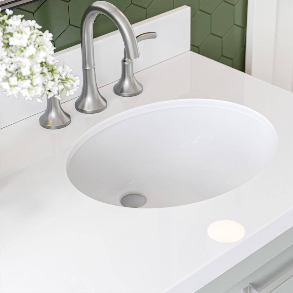 Ariel Bath Ariel Monrow 67 Inch Double Oval Sink Bathroom Vanity With Pure White Quartz Countertop