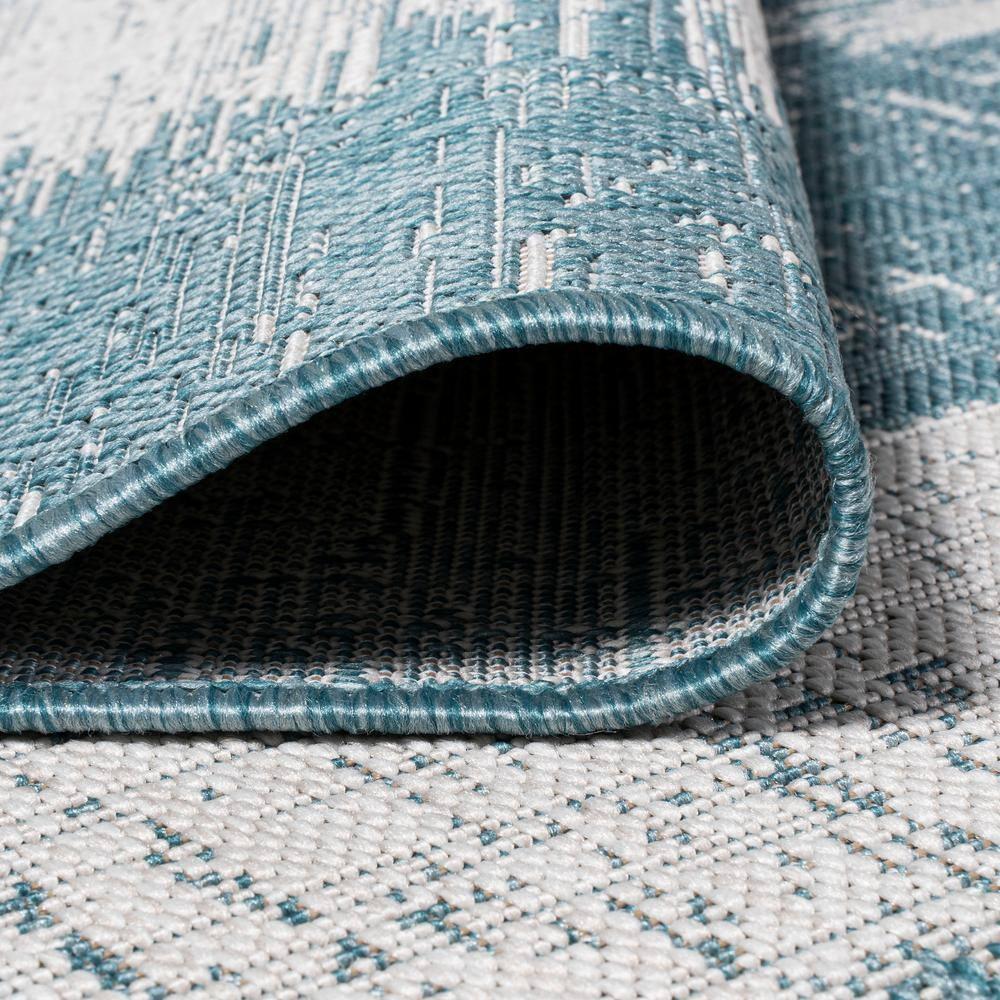 2'x10' Scandi Minimalist Border Indoor/Outdoor Runner Rug, Aqua - JONATHAN Y