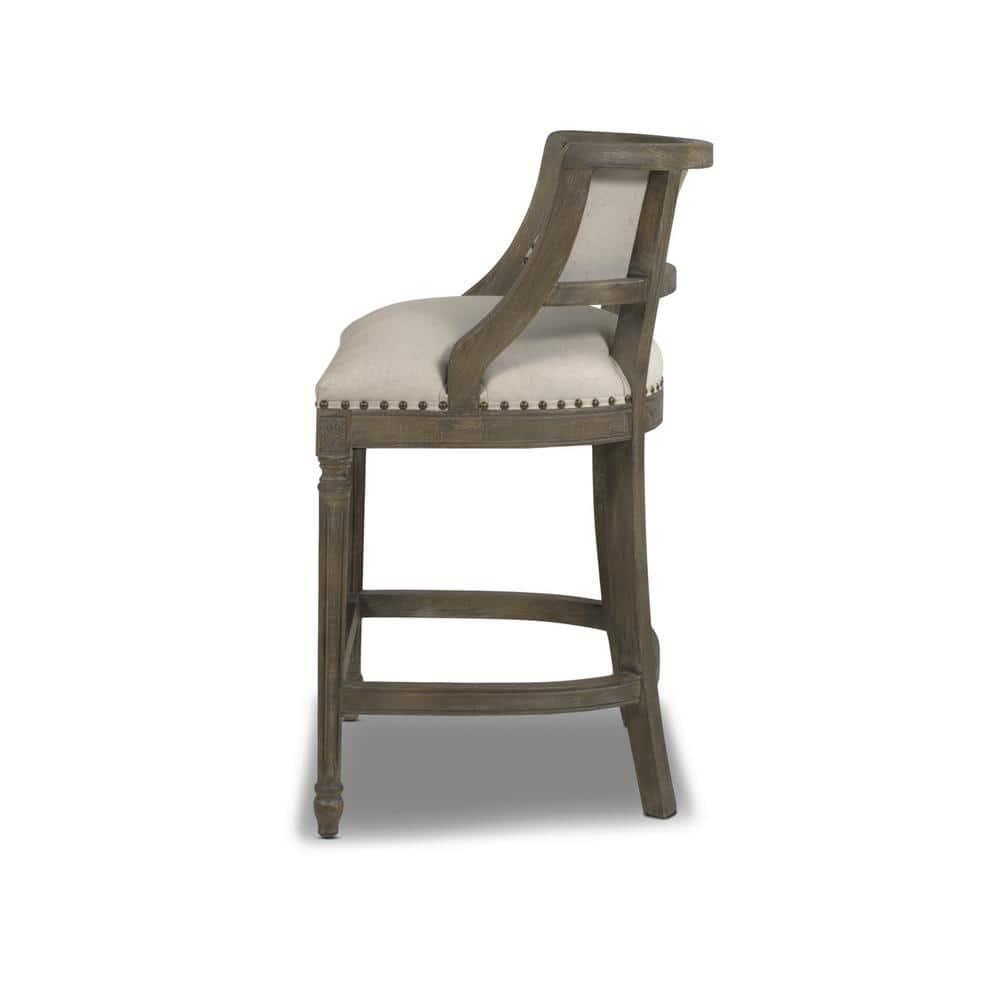 Jennifer Taylor Home Paris 26.5" Farmhouse Counter Height Bar Stool Light Beige