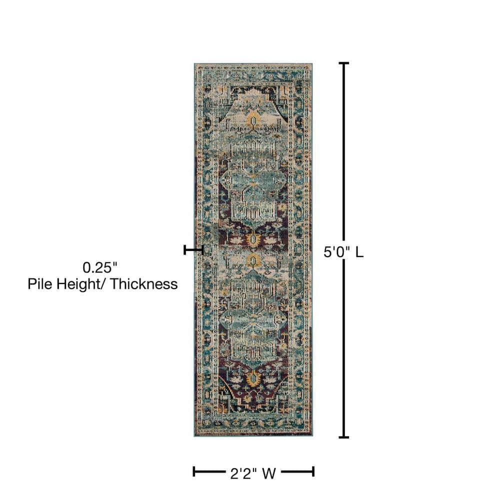 Crystal CRS501 Loomed Indoor Accent Rug - Teal/Rose - 2'2"x5' - Safavieh