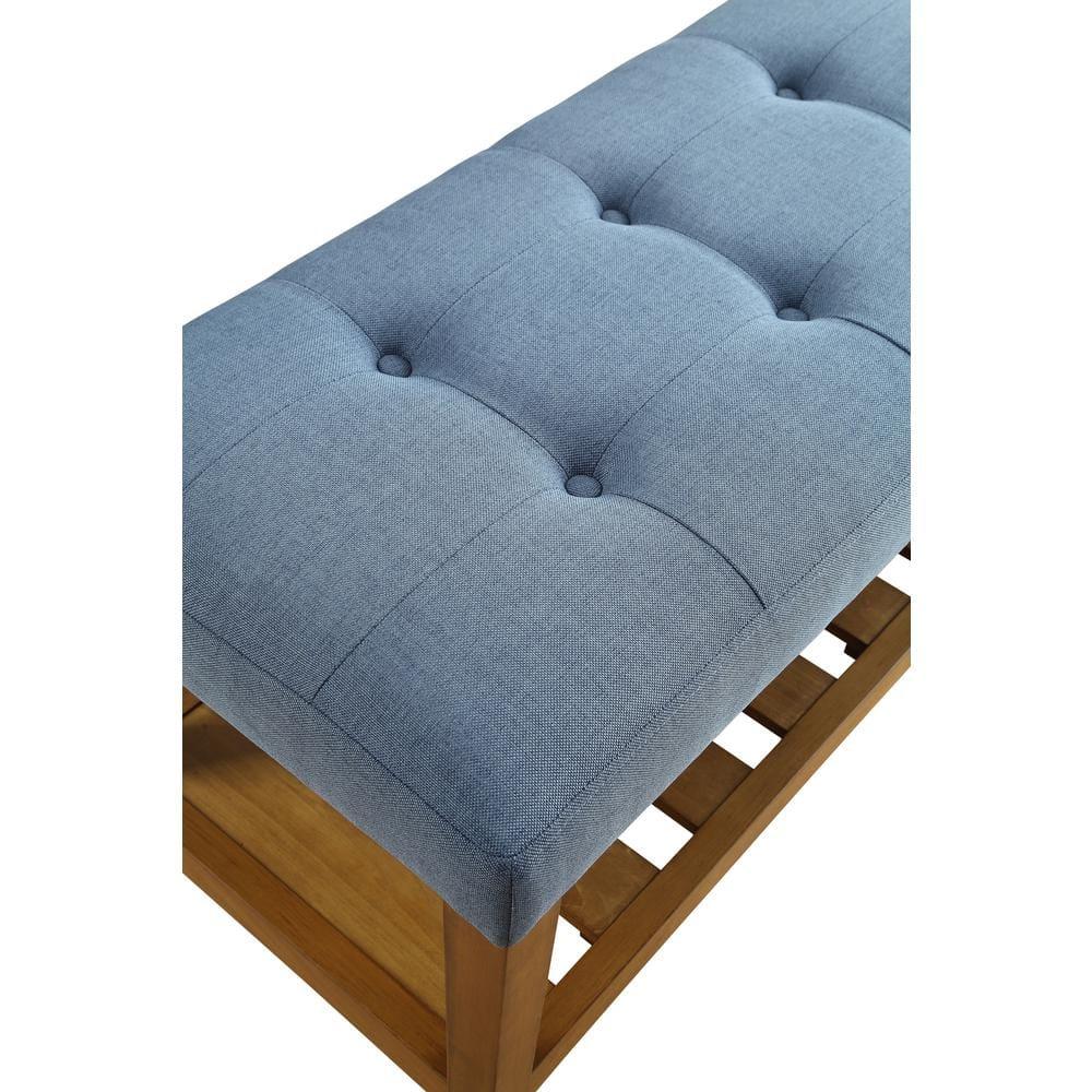 Wooden Bench Blue and Oak - Saltoro Sherpi
