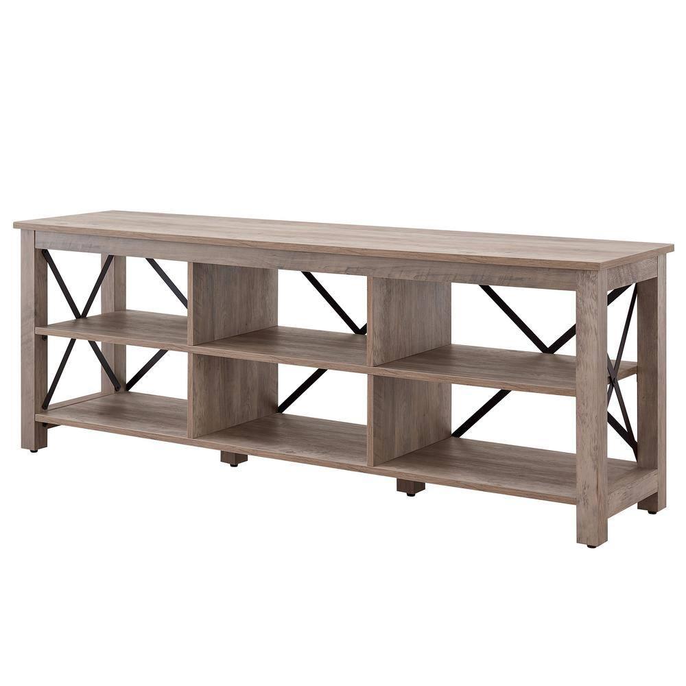 Evelyn&Zoe Sawyer Rectangular TV Stand for TV's up to 75", Gray Oak
