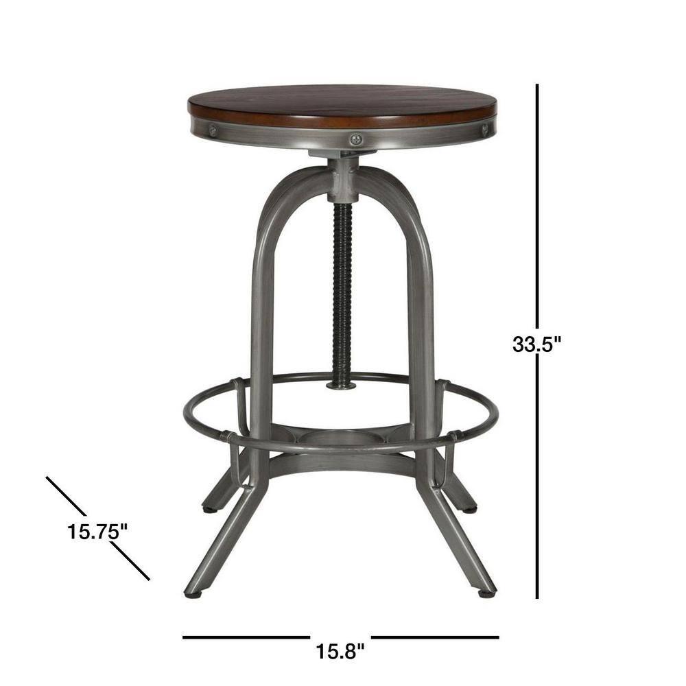 Wildomar Swivel Stool - FOX6226 - Burnt Oak/Iron - Safavieh Couture