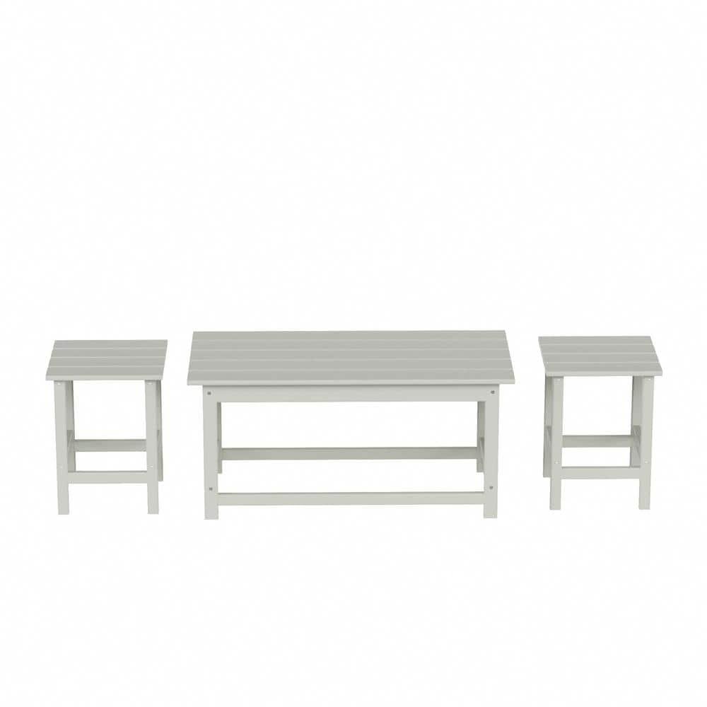 Polytrends  Laguna Hdpe All Weather Outdoor Patio Coffee And Side Tables (3-Piece Set) Sand