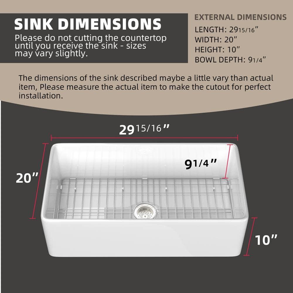 Small Farmhouse Sink 24 X18 White Fireclay Undermount Kitchen Sinks Deep Single Bowl Drop in Modern Apron Front Farm Sink For Kitchen with Protective Bottom Grid and Strainer