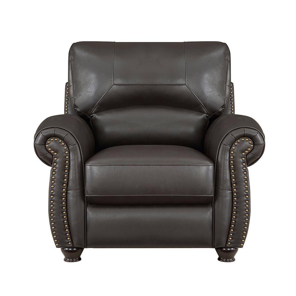 Lexicon Foxborough 21.5" Traditional Plywood and Leather Chair in Brown