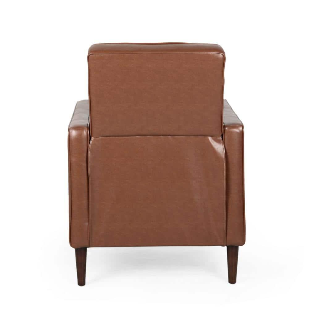 Noble House Caden Indoor Faux Leather Recliner, Cognac, Dark Espresso