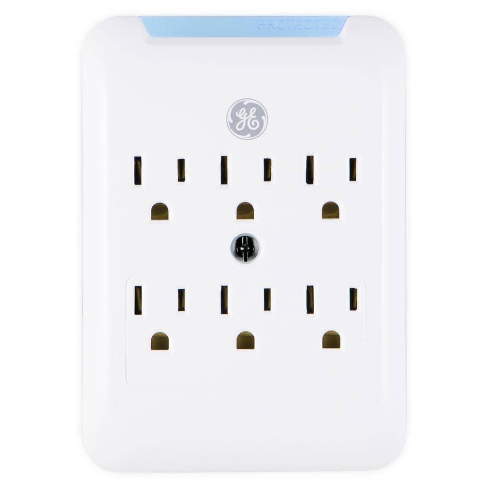 GENERAL ELECTRIC Pro 6-Outlet Surge Protector Power Outlet Adapter, White - 38431