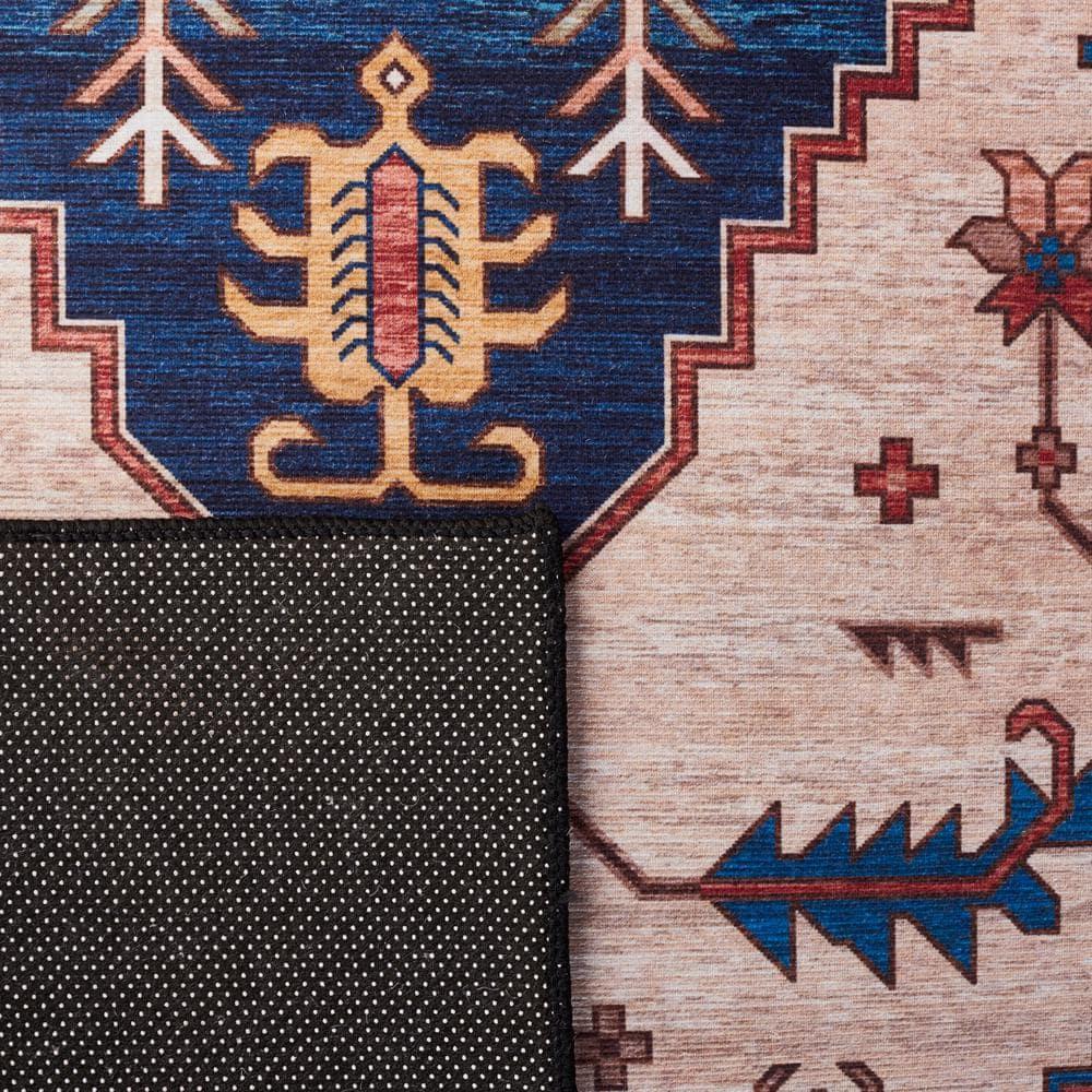 Tucson Vintage Persian TSN153 Power Loomed Machine Washable Skid-Resistant Indoor Area Rug - Rust/Blue - 5'x8' - Safavieh