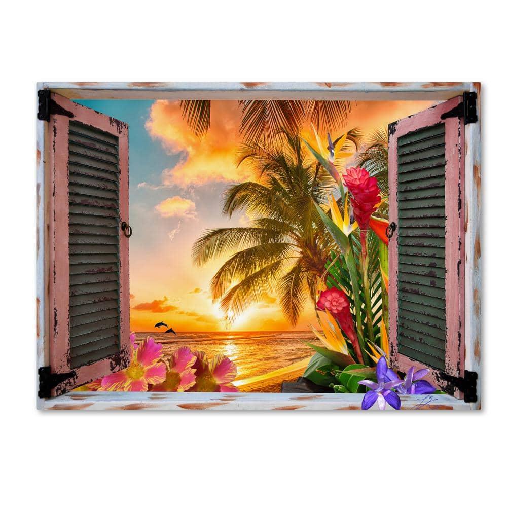 Trademark Fine Art -Leo Kelly 'Tropical Window to Paradise II' Canvas Art - 24''x32''