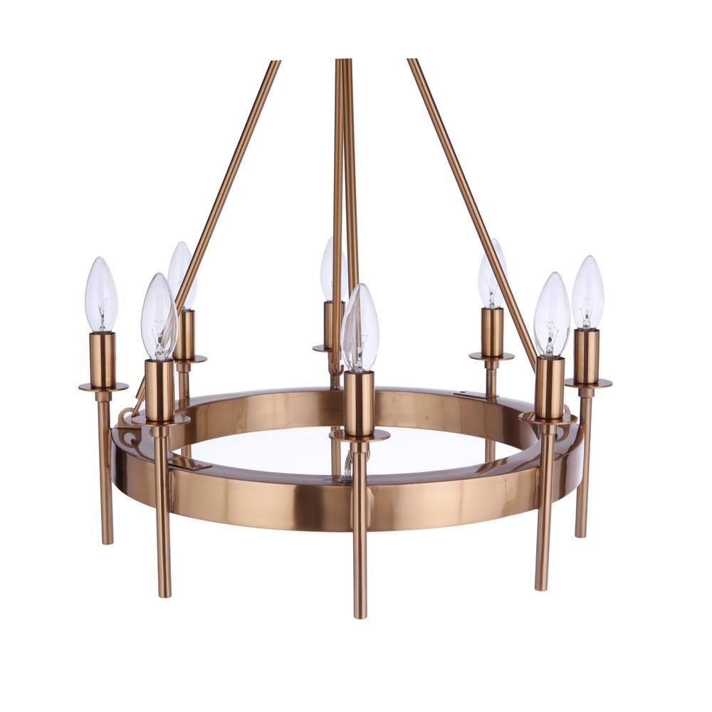 Larrson Satin Brass 8-Light Modern Minimalist Chandelier
