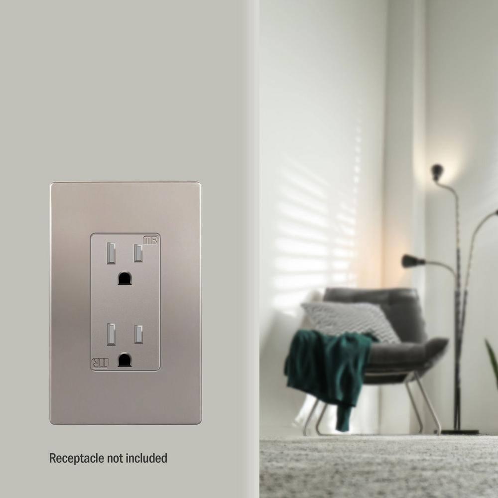 ENERLITES Elite Series Screwless Decorator Wall Plate Child Safe Outlet Cover, Size 1-Gang, Unbreakable Polycarbonate Thermoplastic, SI8831-NK, Nickel