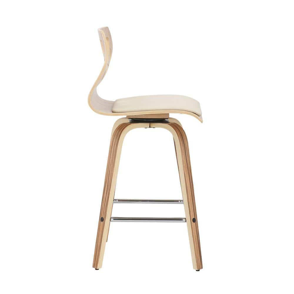 Set of 2 Folia Upholstered Counter Height Barstools Cream/Zebra - Lumisource: Wood Frame, Padded Seat, 26" Height