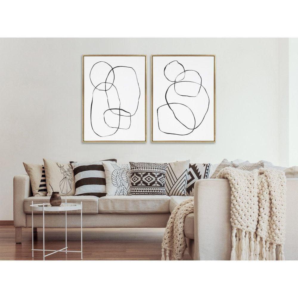 Kate & Laurel All Things Decor: 28"x38" Sylvie Abstract Canvas Art Set, Teju Reval Gold Frame