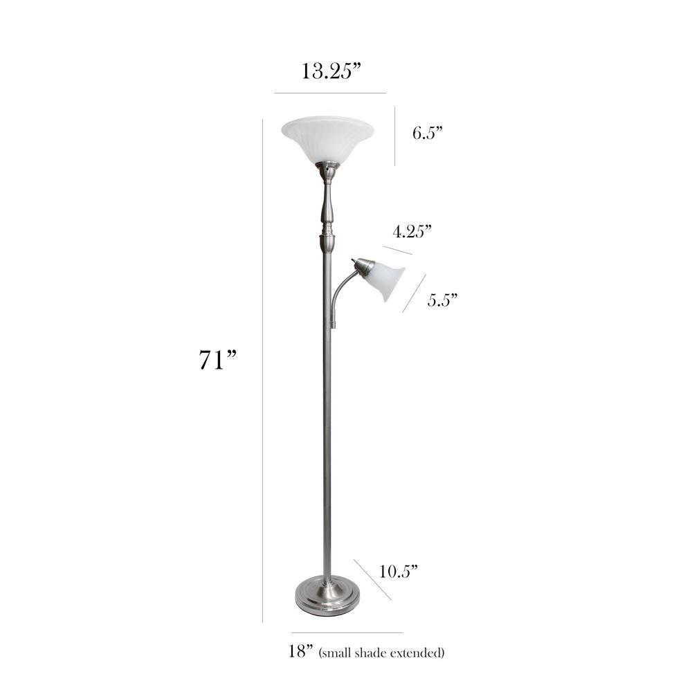 71" 2-Light Mother Daughter Floor Lamp Brushed Nickel - Elegant Designs: Adjustable, UL Listed, Metal Body