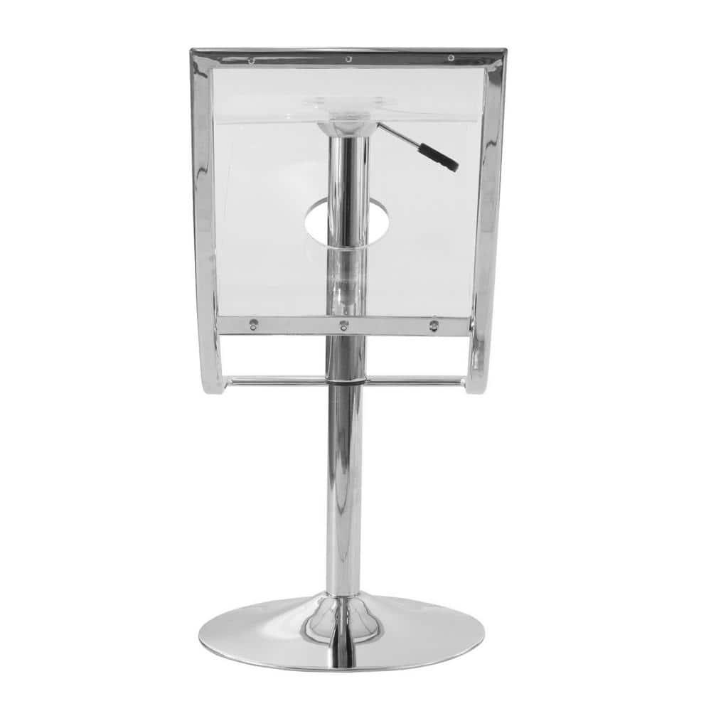 LeisureMod Napoli Transparent Acrylic Bar Counter Stool, Modern Clear Seat with Chrome Base for Kitchen Island and Home Bar