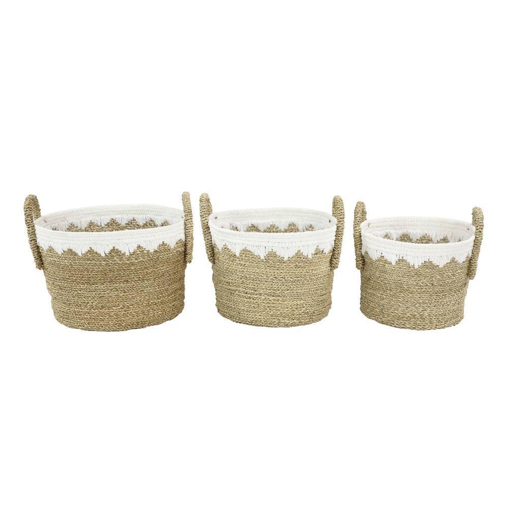Brown Sea Grass Natural Storage Basket 11 in., 11 in., and 10 in. (Set of 3)