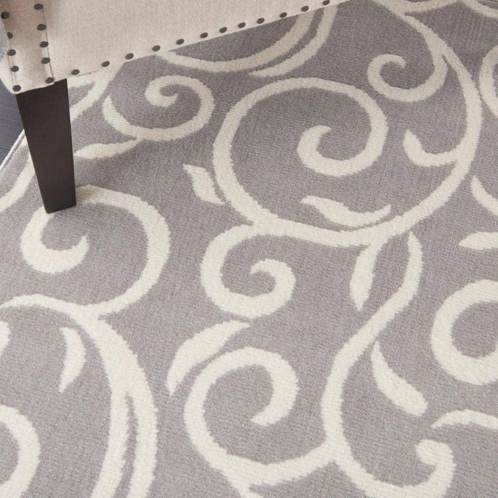 Nourison Grafix 5'3" x 7'3" (5' x 7') Grey Area Rug Bohemian Contemporary Botanical by Nourison