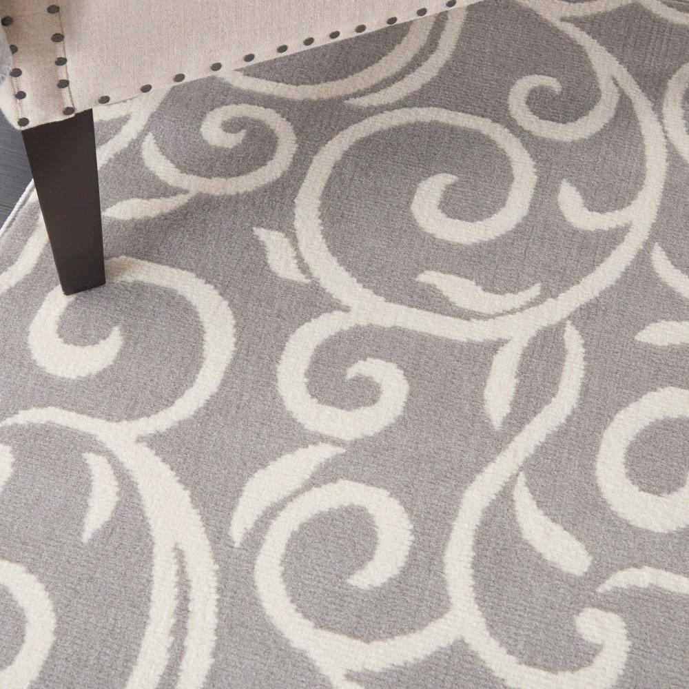 Nourison Grafix 5'3" x 7'3" (5' x 7') Grey Area Rug Bohemian Contemporary Botanical by Nourison