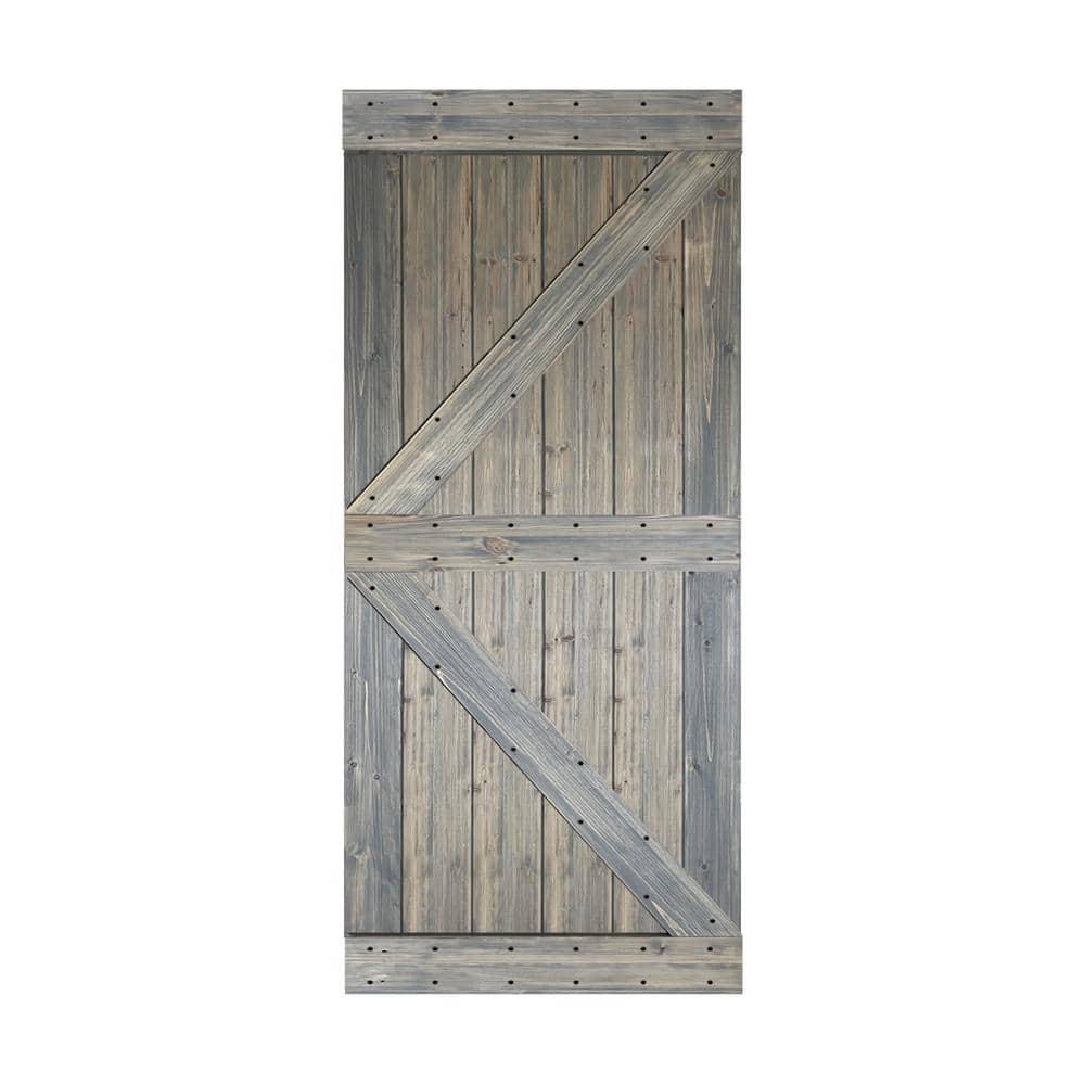 IsLife K Style Solid Wood Sliding Barn Door Without Hardware Kit (Door Slab Only) - Assembly Needed