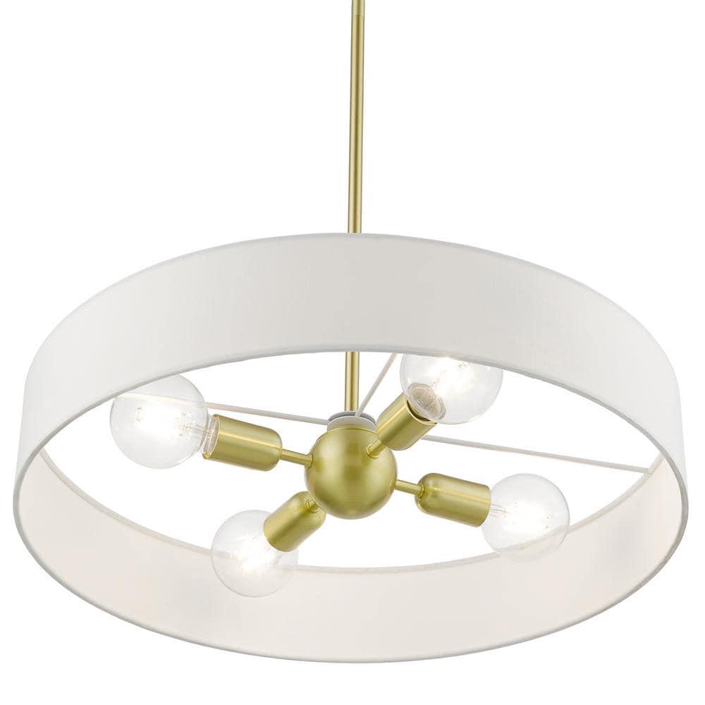 Livex Lighting Venlo 4 - Light Pendant in  Satin Brass/Shiny White