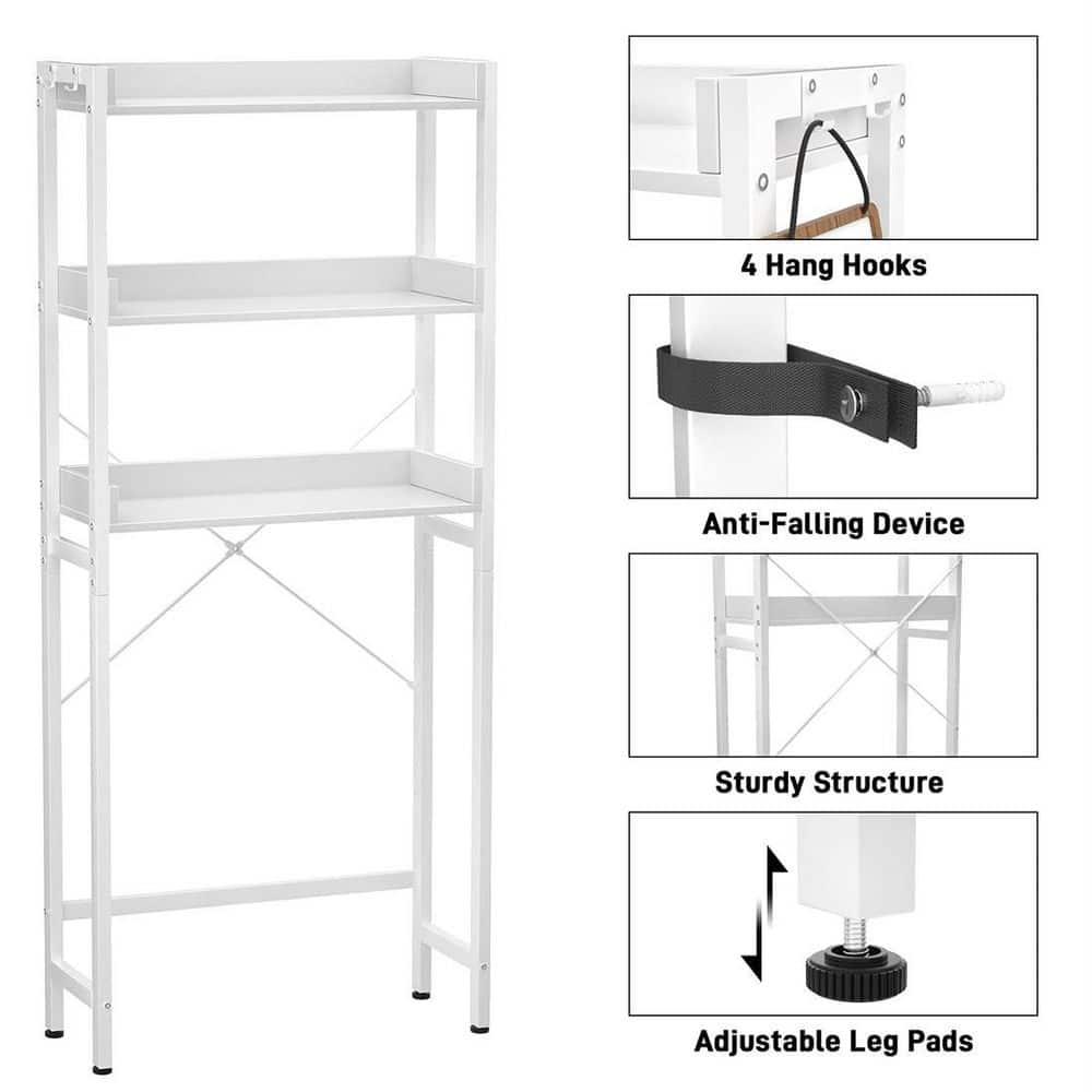Lorelia Over The Toilet Storage Shelf 3-Tier Bathroom Shelves Over Toilet Shelves White