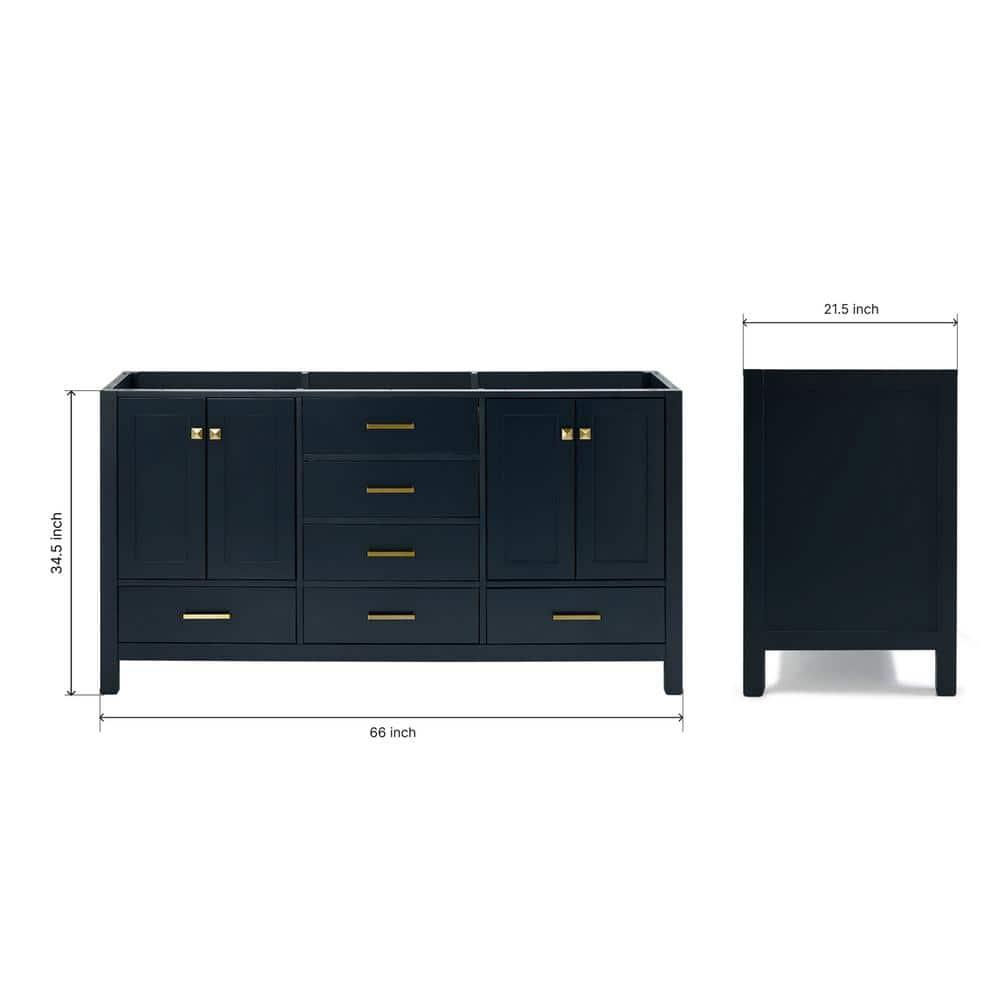 Ariel A067d-Bc Cambridge 66" Double Free Standing Vanity Cabinet Only - Blue