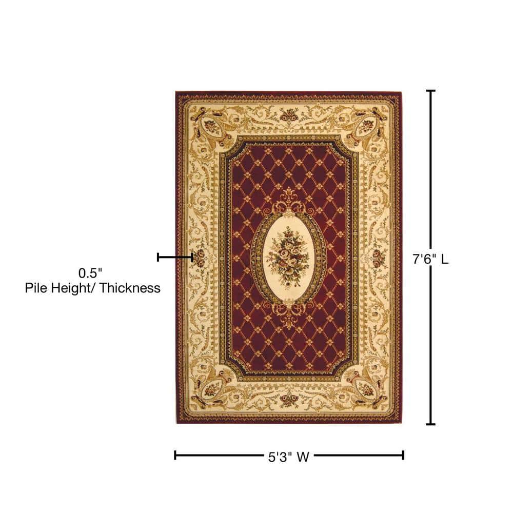Lyndhurst LNH223 Power Loomed Area Rug - Red/Ivory - 5'3"x7'6" - Safavieh.