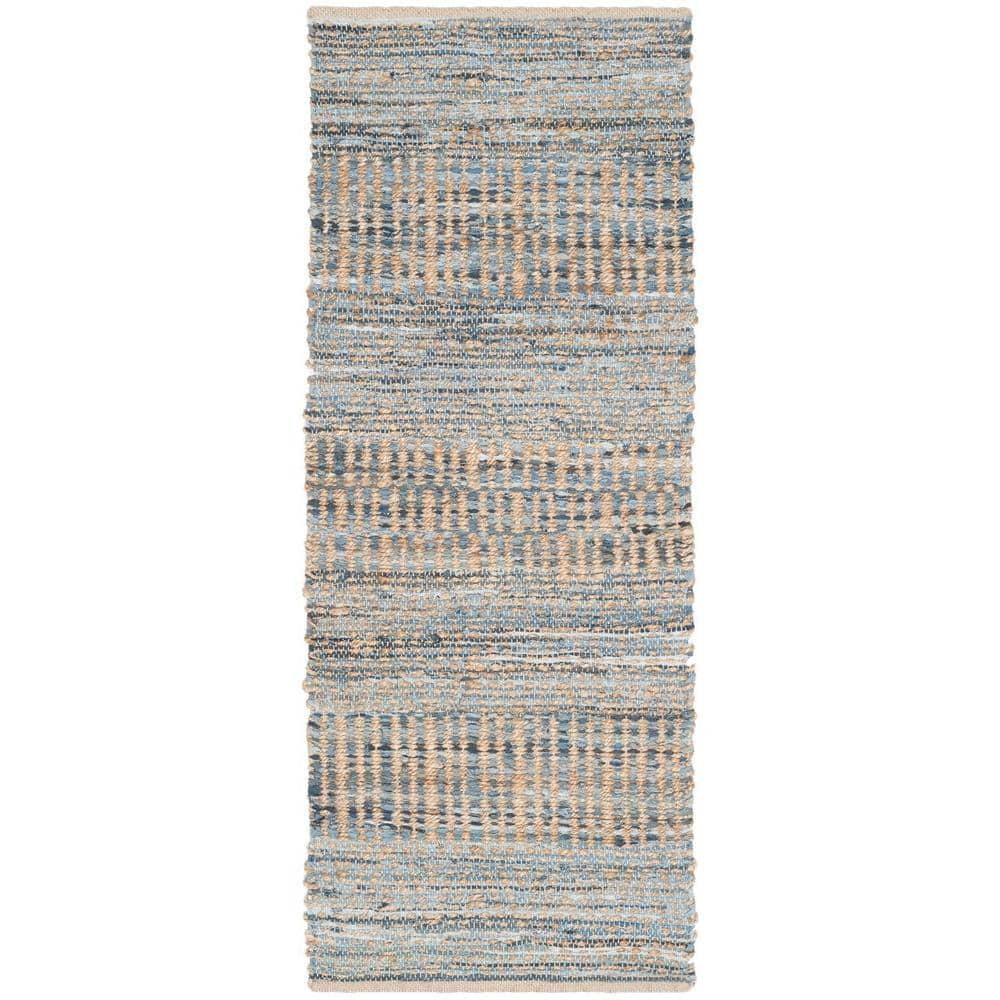 Cape Cod CAP353 Hand Woven Runner Rug - Natural/Blue - 2'3"x6' - Safavieh.