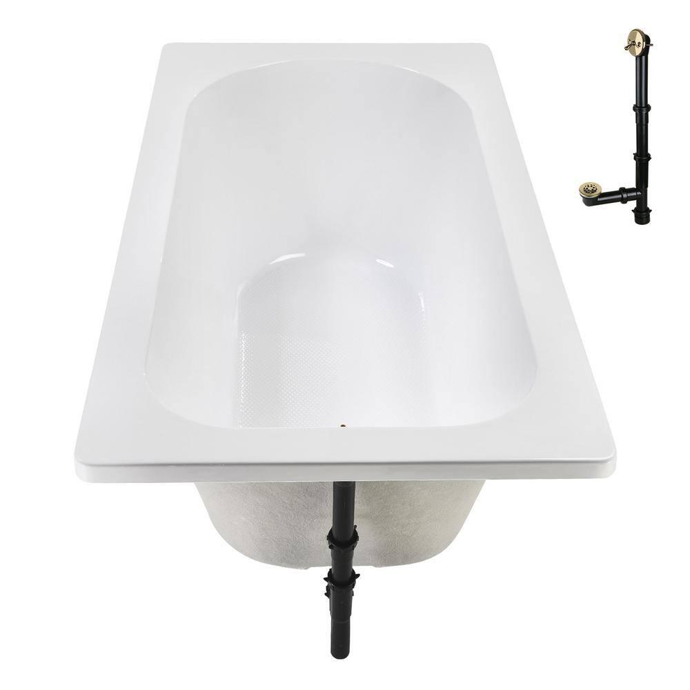 72" x 36" Acrylic Soaking Drop-In Bathtub, Drain Included