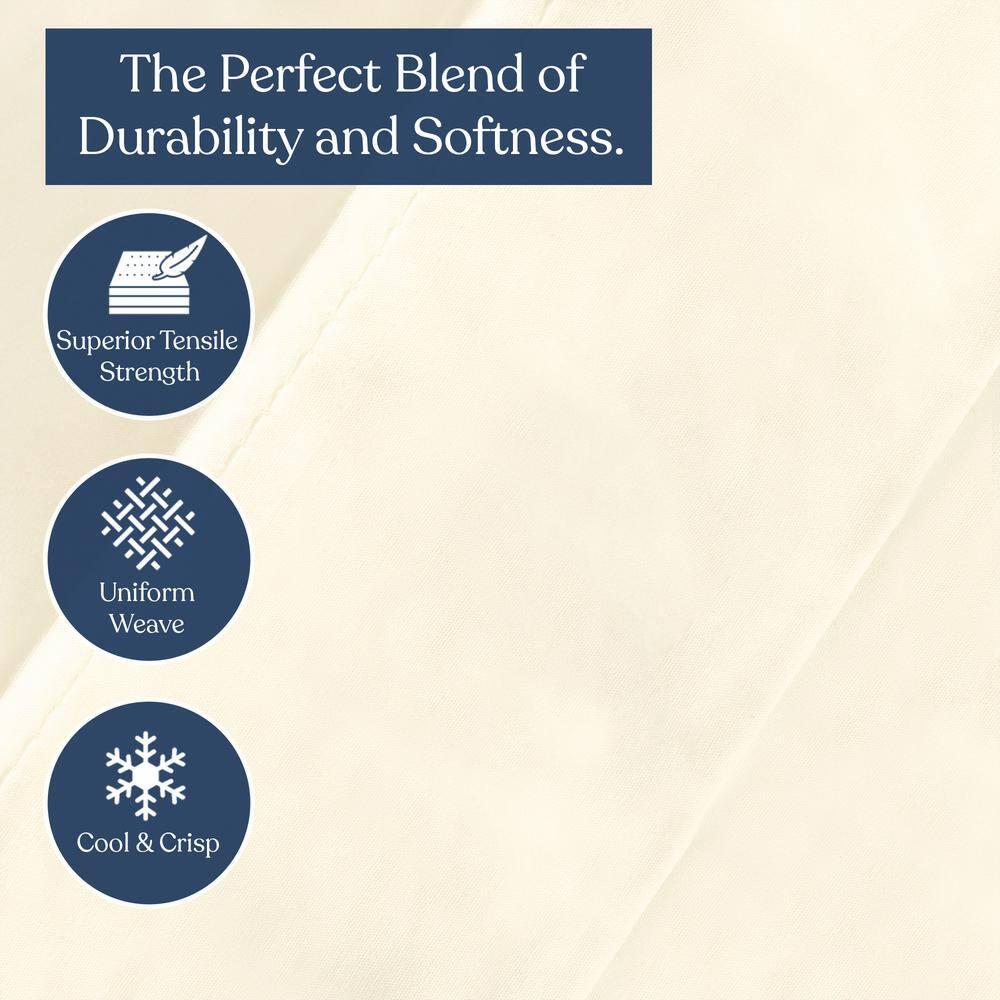 Delara Sábana de Tejido de Percal 100% Algodón Orgánico, Sábana Encimera Doble, 400 Hilos Certificados, Suave y Que Absorbe la Humedad, Ropa de Cama Transpirable de Tejido de Percal Suave y Sedoso para Mujeres, Hombres, Niños y Adolescentes